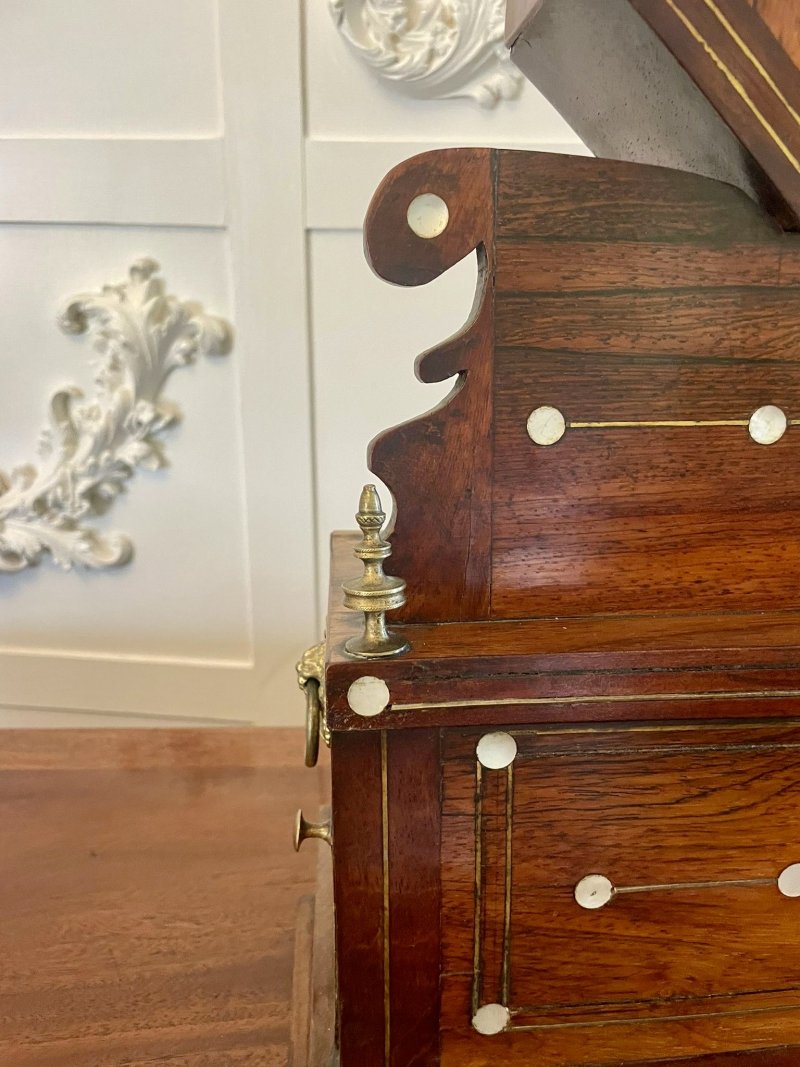 Antique Rosewood Inlaid Mantle Clock by Walker and Hall - Image 7